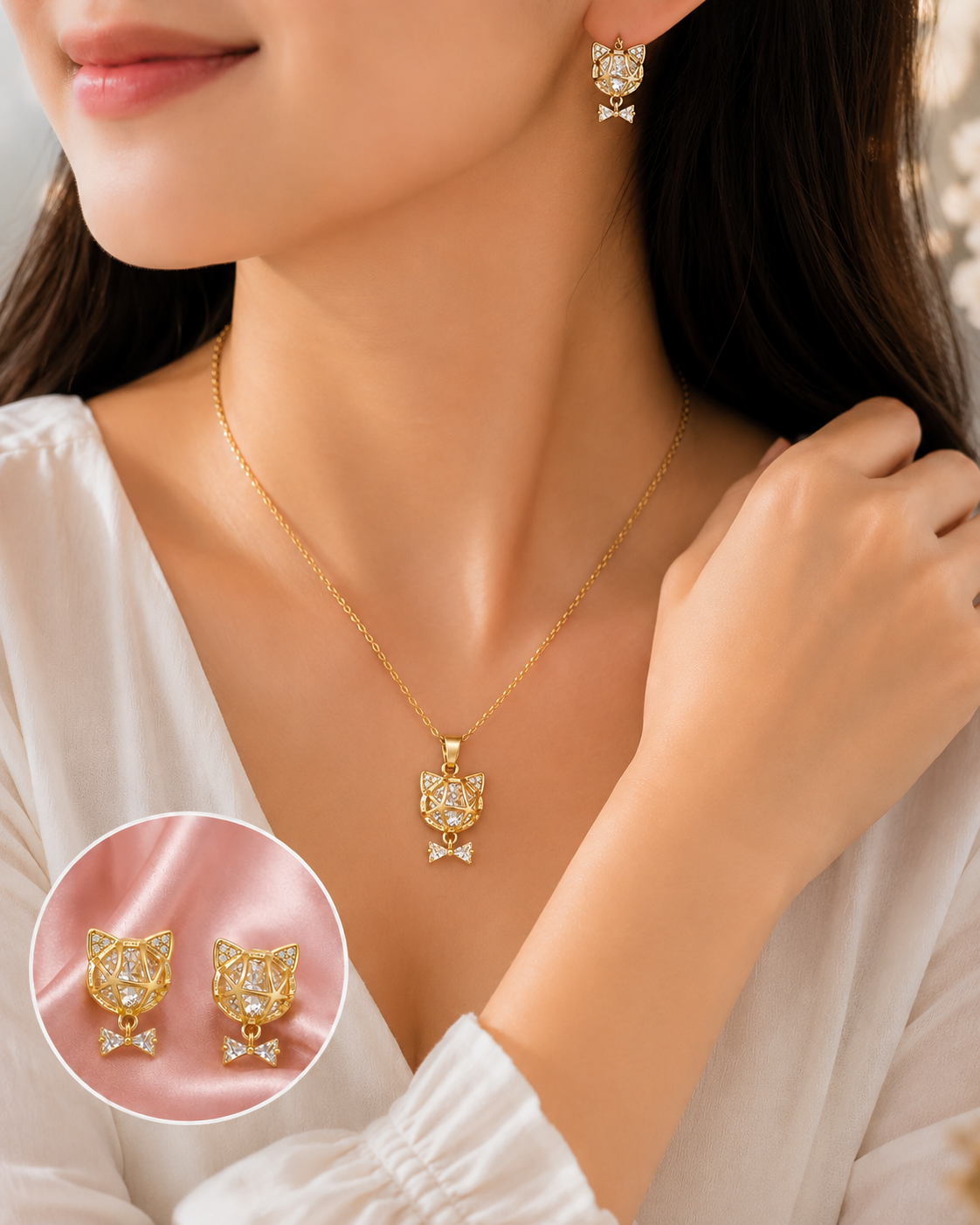 Crystal Kitty Luxe Jewelry Set