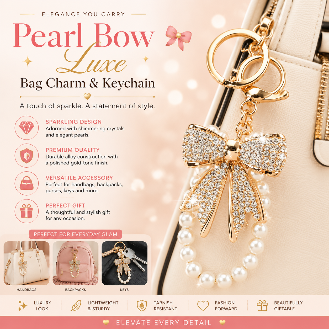 Pearl Bow Charm