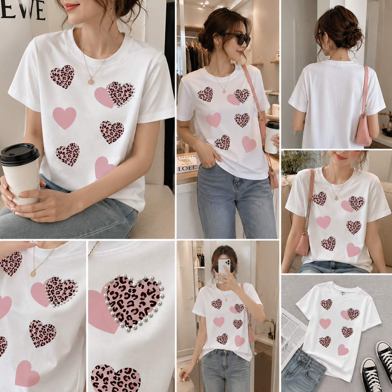Pink Leopard Heart T-Shirt