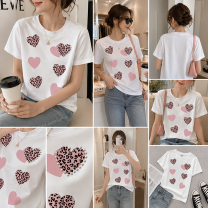 Pink Leopard Heart T-Shirt