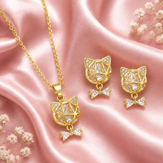 Crystal Kitty Luxe Jewelry Set