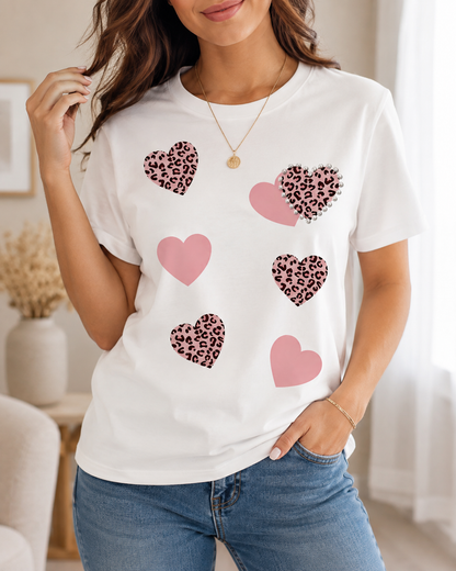 Pink Leopard Heart T-Shirt