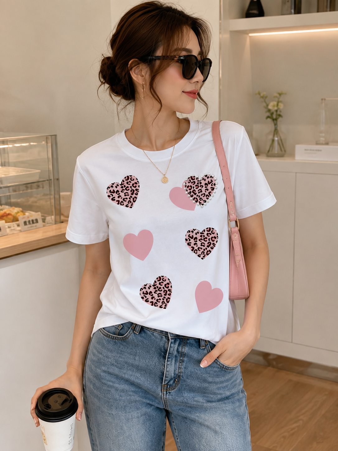 Pink Leopard Heart T-Shirt