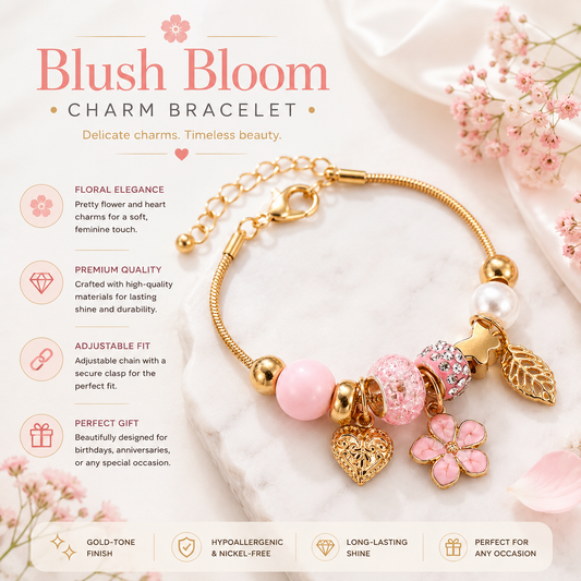 Blush Bloom Charm Bracelet