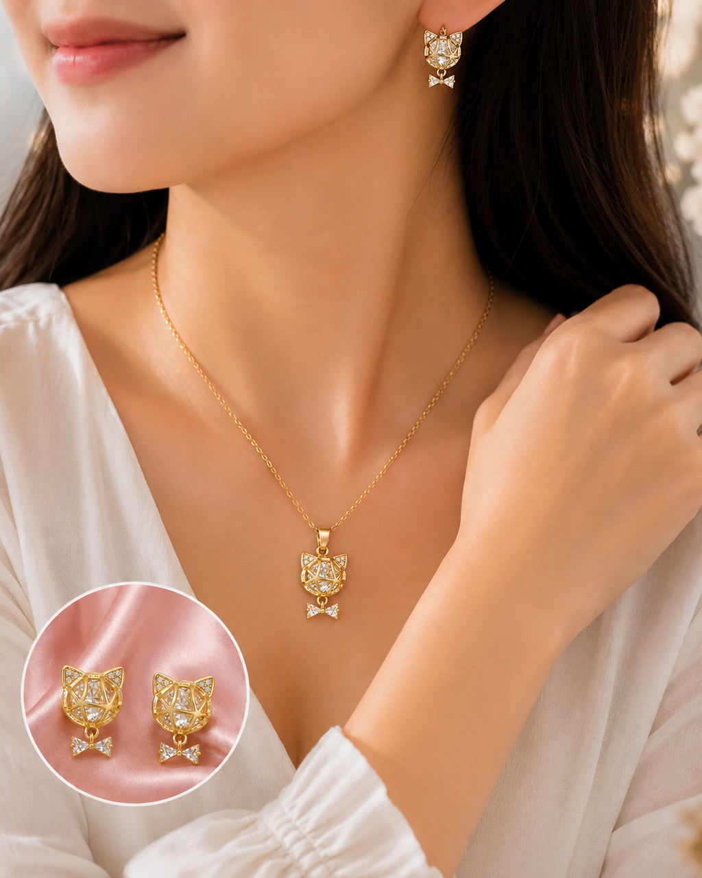 Crystal Kitty Luxe Jewelry Set