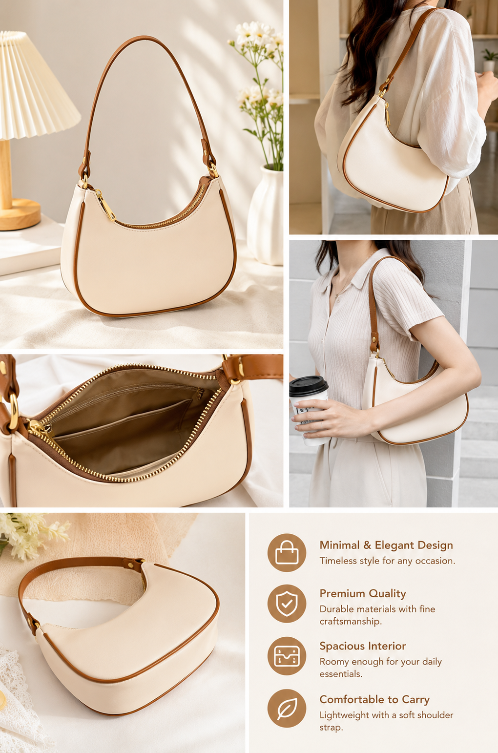 Ivory Crescent Shoulder Bag