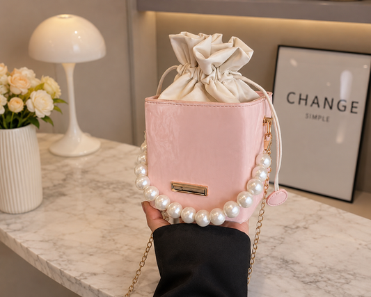 Pearl Handle Bucket Bag